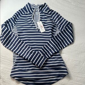 Vineyard Vines Navy and White Striped Quarter Zip